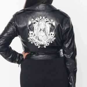 Size 1X - NWT Corpse Bride x Unique Vintage Black Wegan Leather Jacket